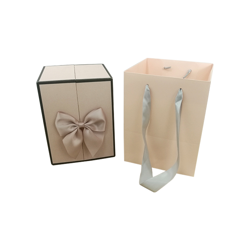 Flower and jewelry gorgeous paper box with double door magnet drawer bowknot TDD001