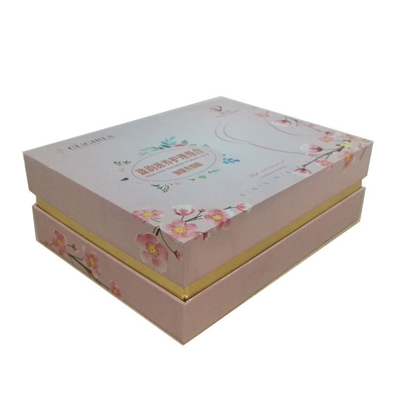 Cosmetic and skin care top and base box with border foil card printing spot UV TD011