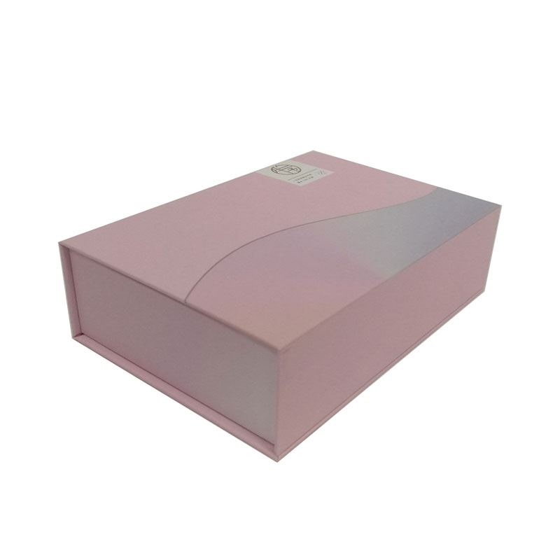 Cosmetic open lid book shape box with emboss logo laser hot stamping sponge tray BS011